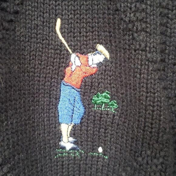VTG Allen Solly Pro Tour Cardigan Sweater Mens Med V Neck Argyle Golf Oversized - Picture 3 of 6